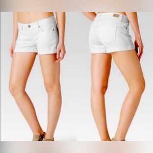 Paige Denim White Jean Shorts Womens 28 Raw Cuffed Hem Stretch Summer Casual